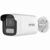 Hikvision 4MP ColorVu bullet camera front view DS-2CD1T47G2H-LIUF/SL outdoor installation setup Hikvision Smart Hybrid Light night color footage Hikvision bullet camera with strobe light active Weatherproof Hikvision IP67 security camera Hikvision surveillance camera with built-in microphone