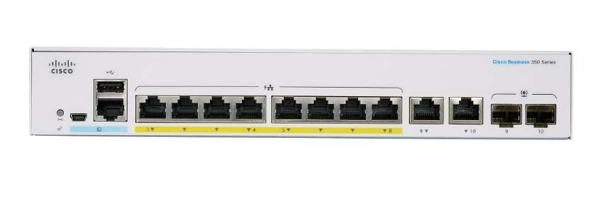 Rack-mountable Cisco eight-port PoE+ switch